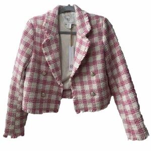 House of Harlow 1960 Plaid Pink and White Blazer